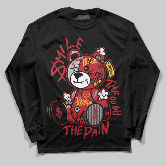 Jordan 14 Retro Ferrari (2025) DopeSkill Long Sleeve T-Shirt Smile Through The Pain Graphic Streetwear - Black