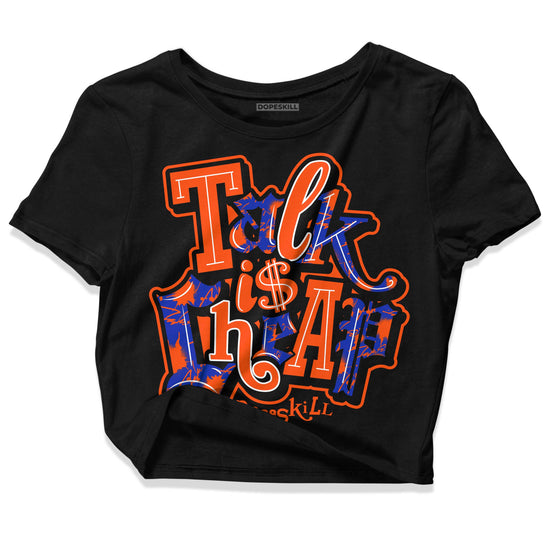 Dunk Low Futura Orange Blaze DopeSkill Women's Crop Top Talk Is Chip Graphic Streetwear - Black