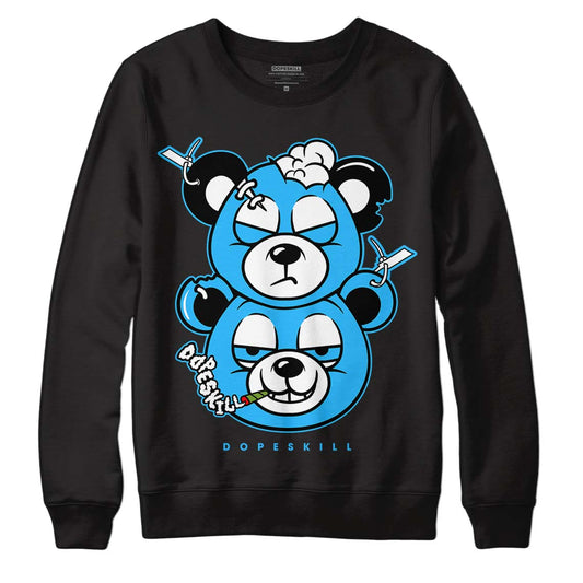 Jordan 1 High Retro OG “University Blue” DopeSkill Sweatshirt New Double Bear Graphic Streetwear - Black