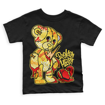 Jordan 11 Low 'Yellow Snakeskin' DopeSkill Toddler Kids T-shirt Broken Heart Graphic Streetwear  - Black 