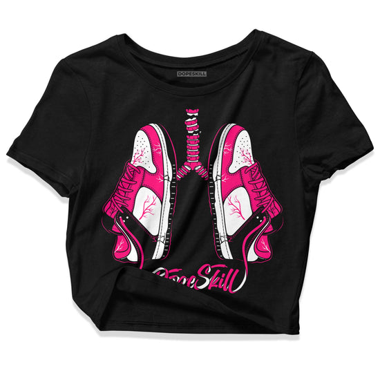 Jordan 1 Low GS “Fierce Pink” Dopeskill Women's Crop Top Breathe Graphic Streetwear - Black