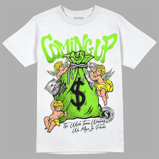 Neon Green Sneakers DopeSkill T-Shirt Money Bag Coming Up Graphic Streetwear - White 