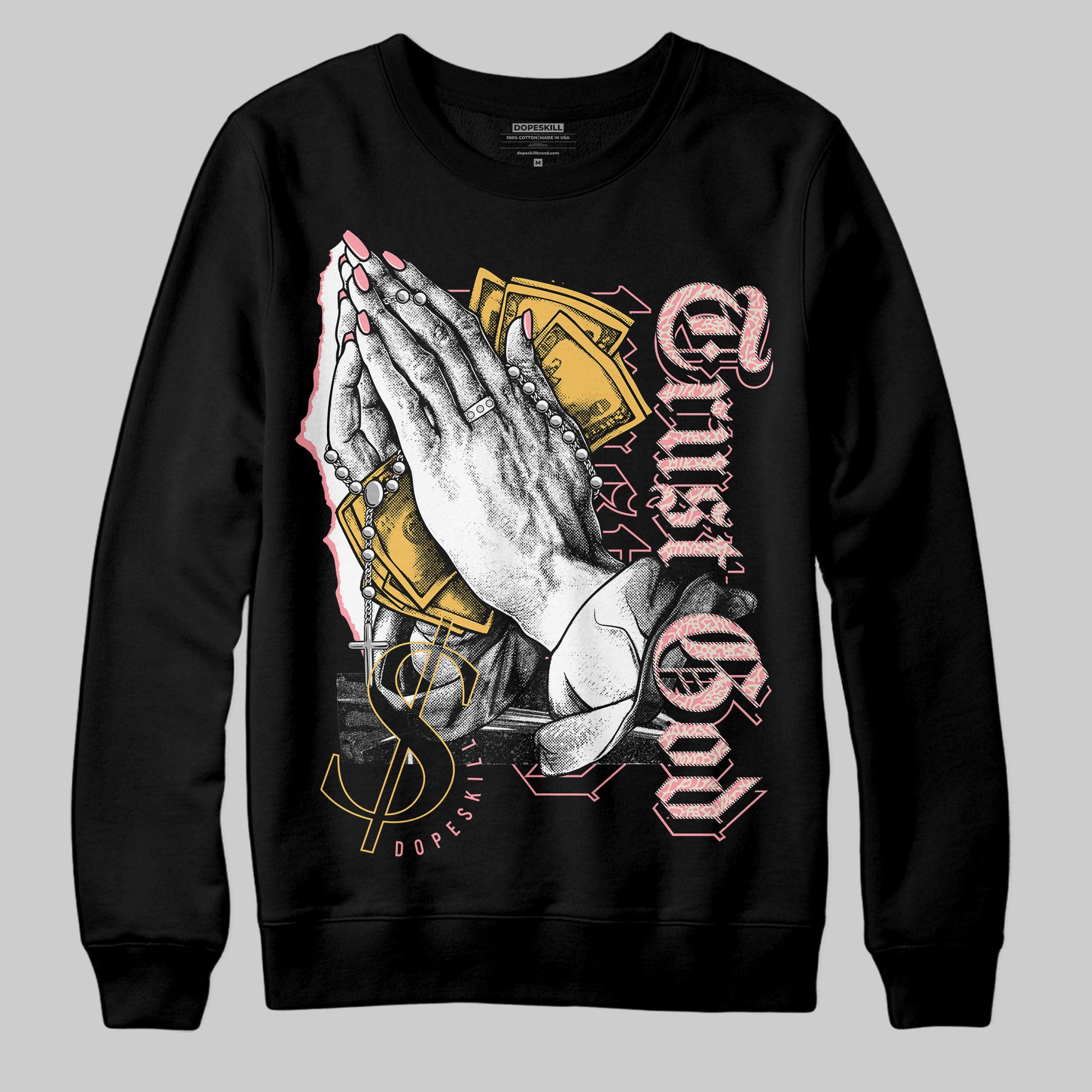 Jordan 3 GS “Red Stardust” DopeSkill Sweatshirt Trust God Graphic Streetwear - Black