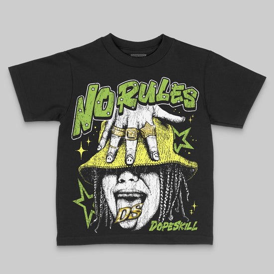Green Sneakers DopeSkill Toddler Kids T-shirt No Rules Graphic Streetwear - Black