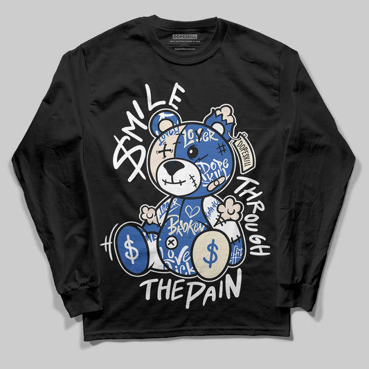 Jordan 1 Low Travis Scott x Fragment DopeSkill Long Sleeve T-Shirt Smile Through The Pain Graphic Streetwear - Black