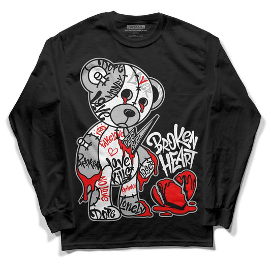 Dunk Low Panda White Black DopeSkill Long Sleeve T-Shirt Broken Heart Graphic Streetwear - Black