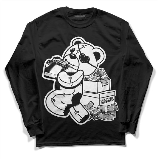 Panda White Black Dunk Low DopeSkill Long Sleeve T-Shirt Bear Steals Sneaker Graphic Streetwear - Black 
