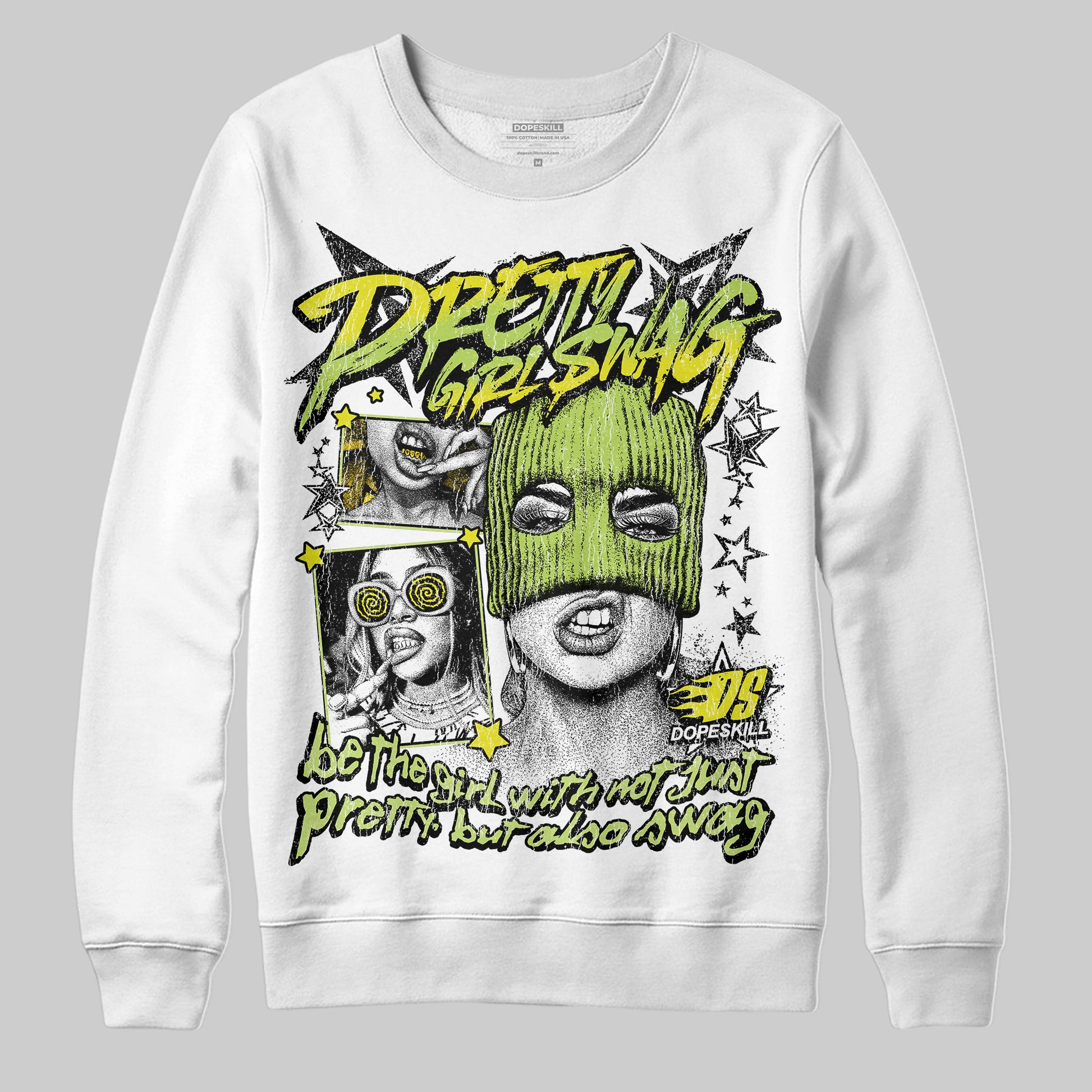 Jordan 13 Retro Bright Cactus DopeSkill Sweatshirt Pretty Girl Swag Graphic Streetwear - White 