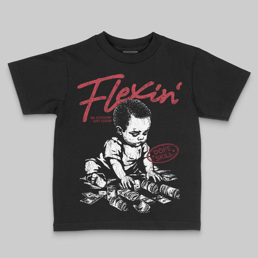 Jordan 4 “Sierra Red" DopeSkill Toddler Kids T-shirt Flexin' Graphic Streetwear - Black