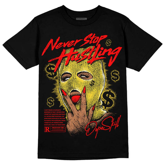Jordan 4 Thunder DopeSkill T-Shirt Never Stop Hustling Graphic Streetwear - Black 