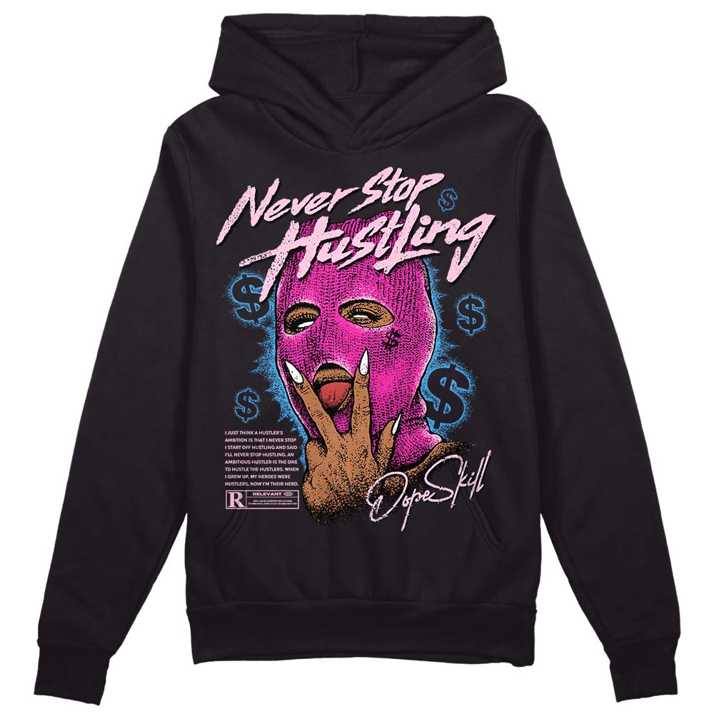 Pink Sneakers DopeSkill Hoodie Sweatshirt Never Stop Hustling Graphic Streetwear - Black