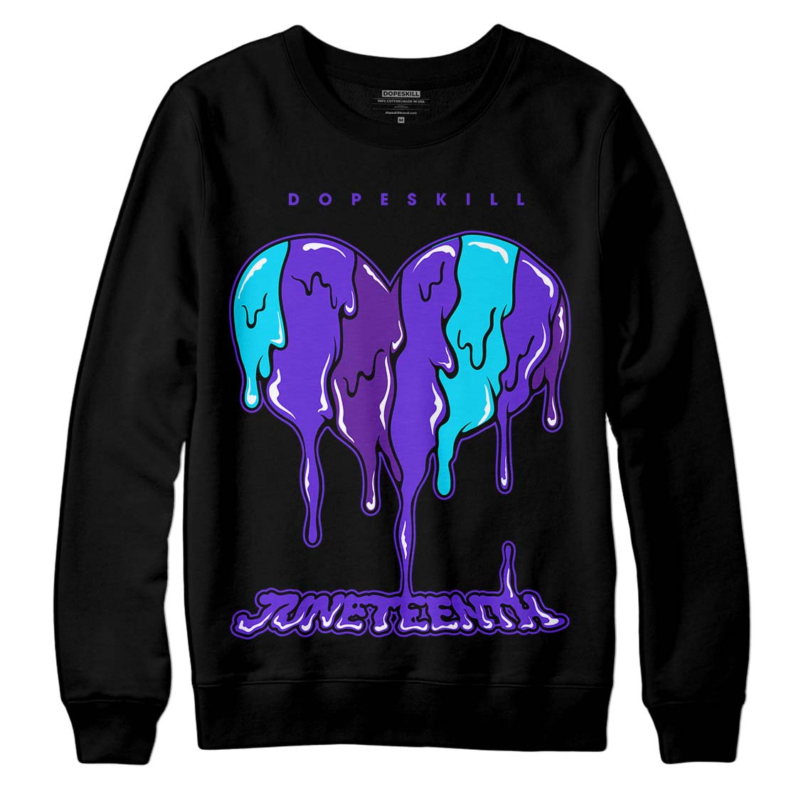 Jordan 6 "Aqua" DopeSkill Sweatshirt Juneteenth Heart Graphic Streetwear - Black