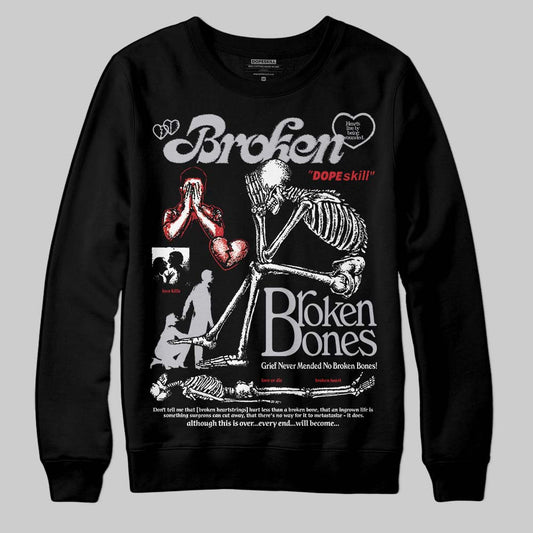 Jordan 4 OG “White Cement” DopeSkill Sweatshirt Broken Bones Graphic Streetwear - Black