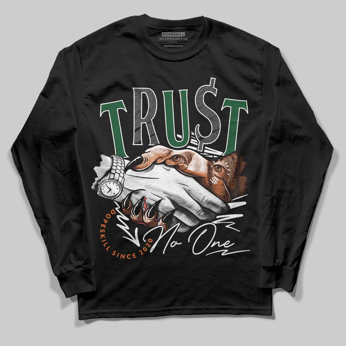 SoleFly x Air Jordan 3 “Fruits Of Our Labor” DopeSkill Long Sleeve T-Shirt Trust No One Graphic Streetwear - Black