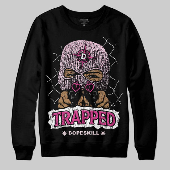 Pink Sneakers DopeSkill Sweatshirt New Trapped Graphic Streetwear - Black