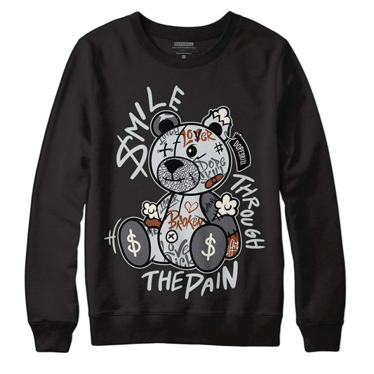 Jordan 1 Retro Low OG Black Cement DopeSkill Sweatshirt Smile Through The Pain Graphic Streetwear - Black