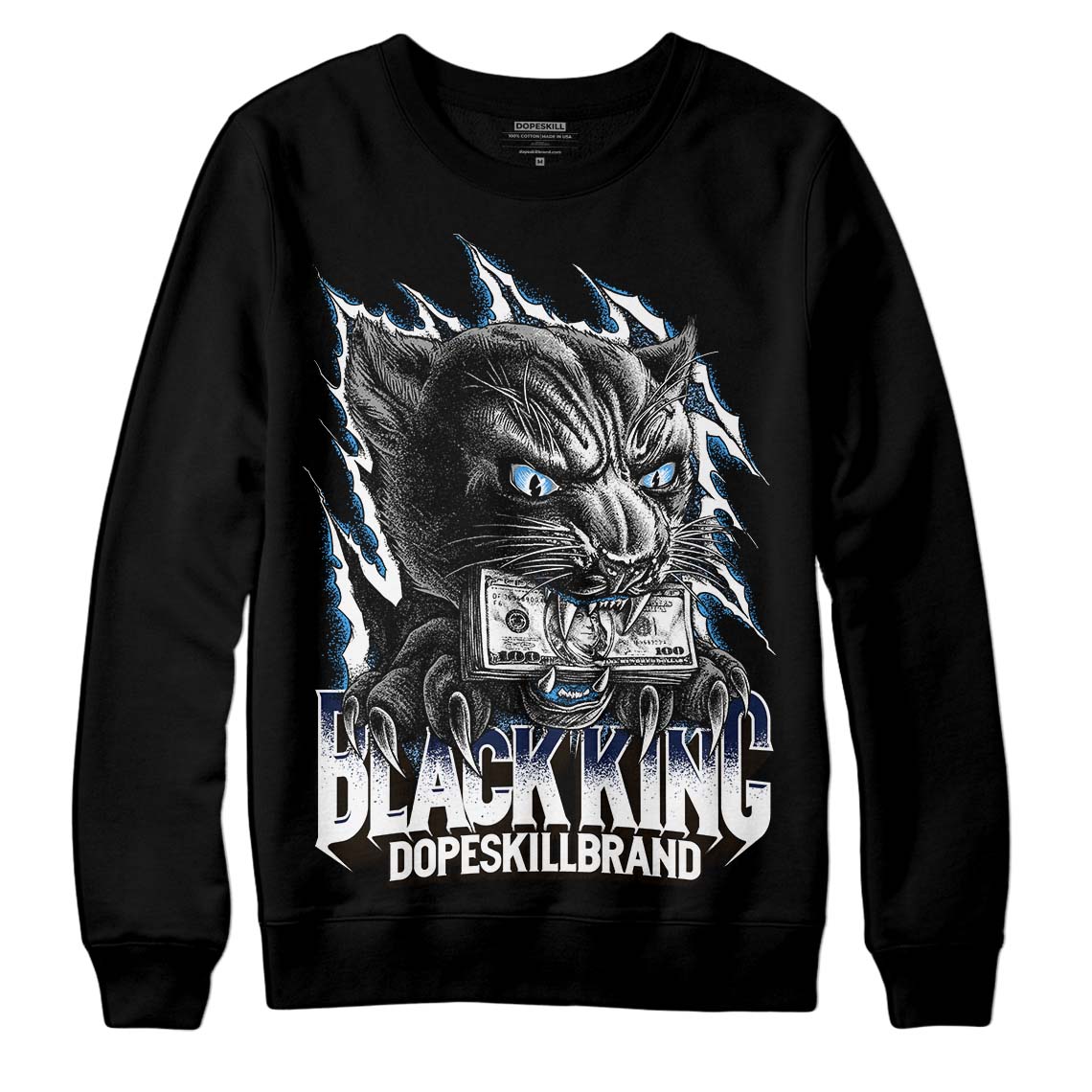 Jordan 3 "Midnight Navy" DopeSkill Sweatshirt Black King Graphic Streetwear - Black 