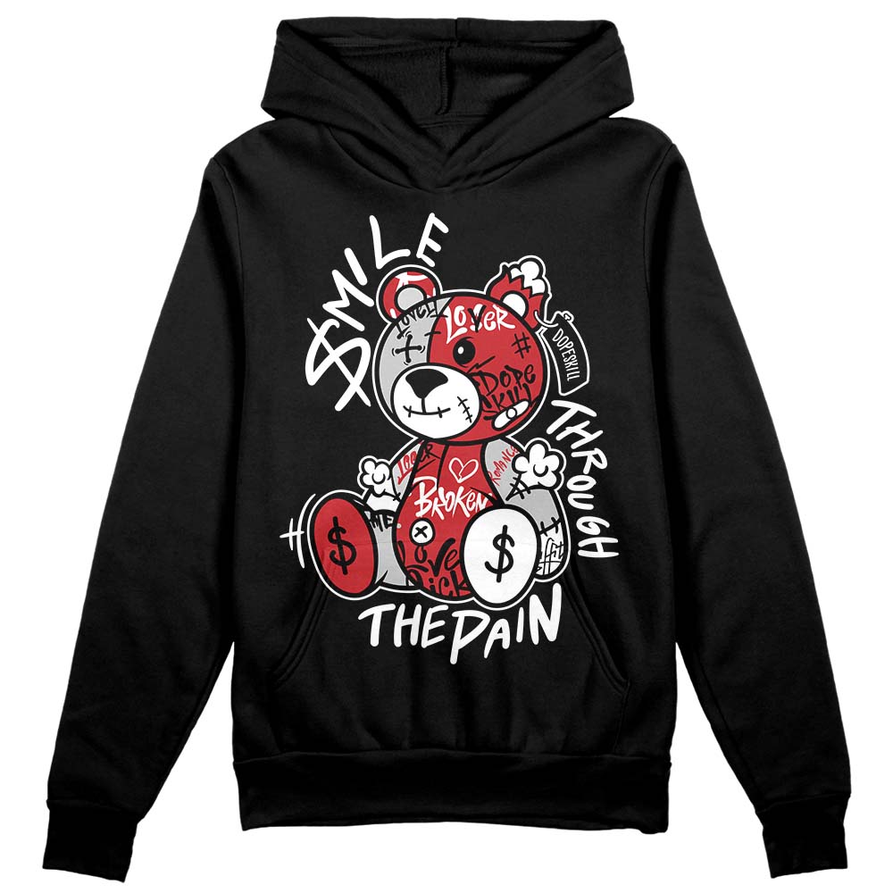 Jordan 12 “Red Taxi” DopeSkill Hoodie Sweatshirt Smile Through The Pain Graphic Streetwear - Black