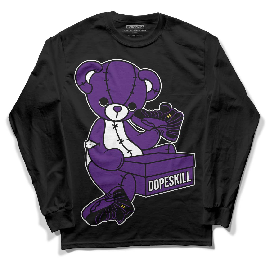 Jordan 12 “Field Purple” DopeSkill Long Sleeve T-Shirt Sneakerhead BEAR Graphic Streetwear - Black