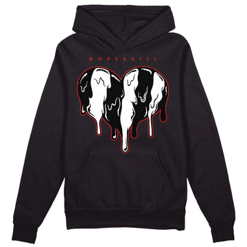 Jordan 14 "Black/White" DopeSkill Hoodie Sweatshirt Slime Drip Heart Graphic Streetwear - Black