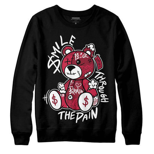 Jordan 1 Retro High '85 OG Metallic Burgundy DopeSkill Sweatshirt Smile Through The Pain Graphic Streetwear - Black