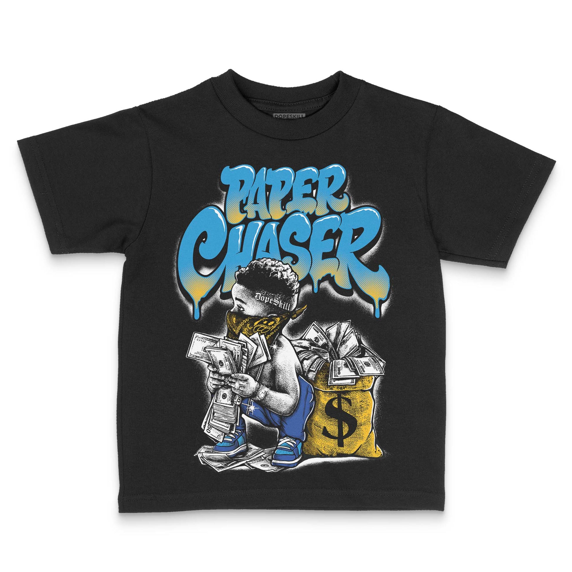 Royal Blue Sneakers DopeSkill Toddler Kids T-shirt Paper Chaser Boy Graphic Streetwear - Black