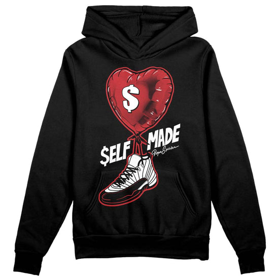 Jordan 12 “Red Taxi” DopeSkill Hoodie Sweatshirt Self Made Graphic Streetwear - Black