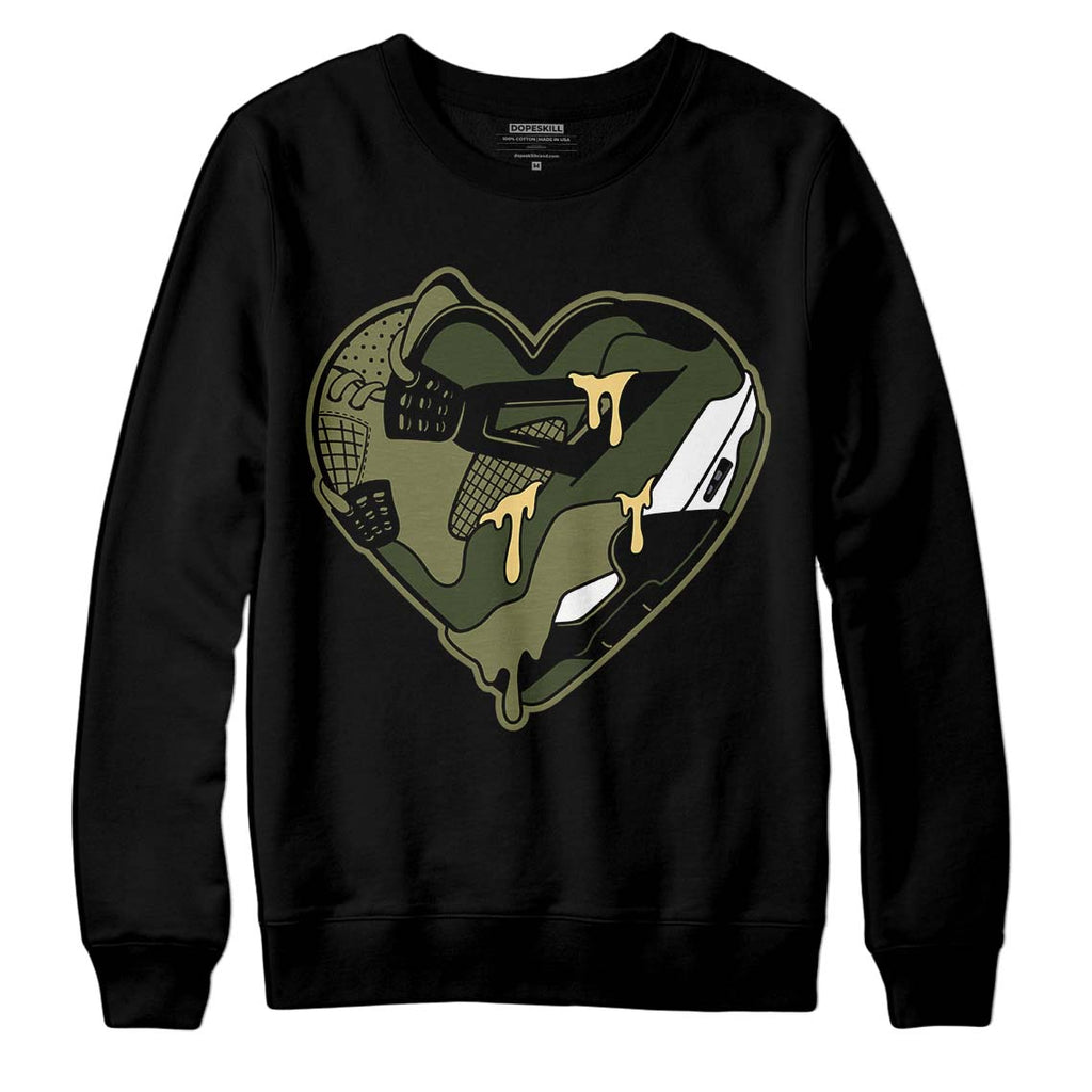 Jordan 4 Retro SE Craft Medium Olive DopeSkill Sweatshirt Heart Jordan 4 Graphic Streetwear - Black