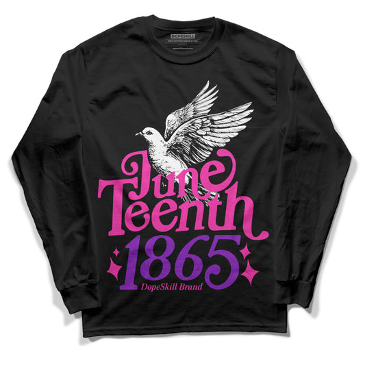 Pink Sneakers DopeSkill Long Sleeve T-Shirt Juneteenth 1865 Graphic Streetwear - Black