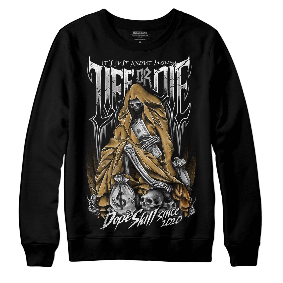 Jordan 11 "Gratitude" DopeSkill Sweatshirt Life or Die Graphic Streetwear - Black