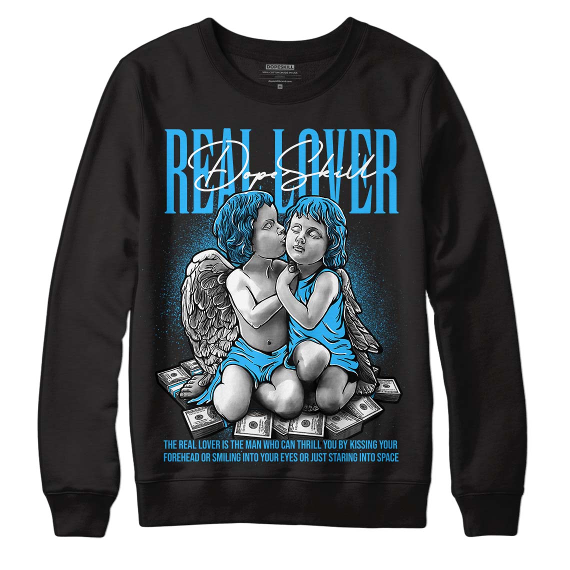 Jordan 2 Low "University Blue" DopeSkill Sweatshirt Real Lover Graphic Streetwear - Black