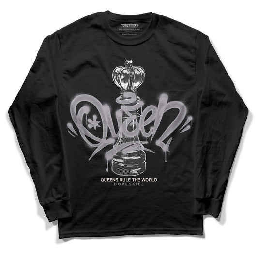 Jordan 2 Cement Grey DopeSkill Long Sleeve T-Shirt Queen Chess Graphic Streetwear - Black