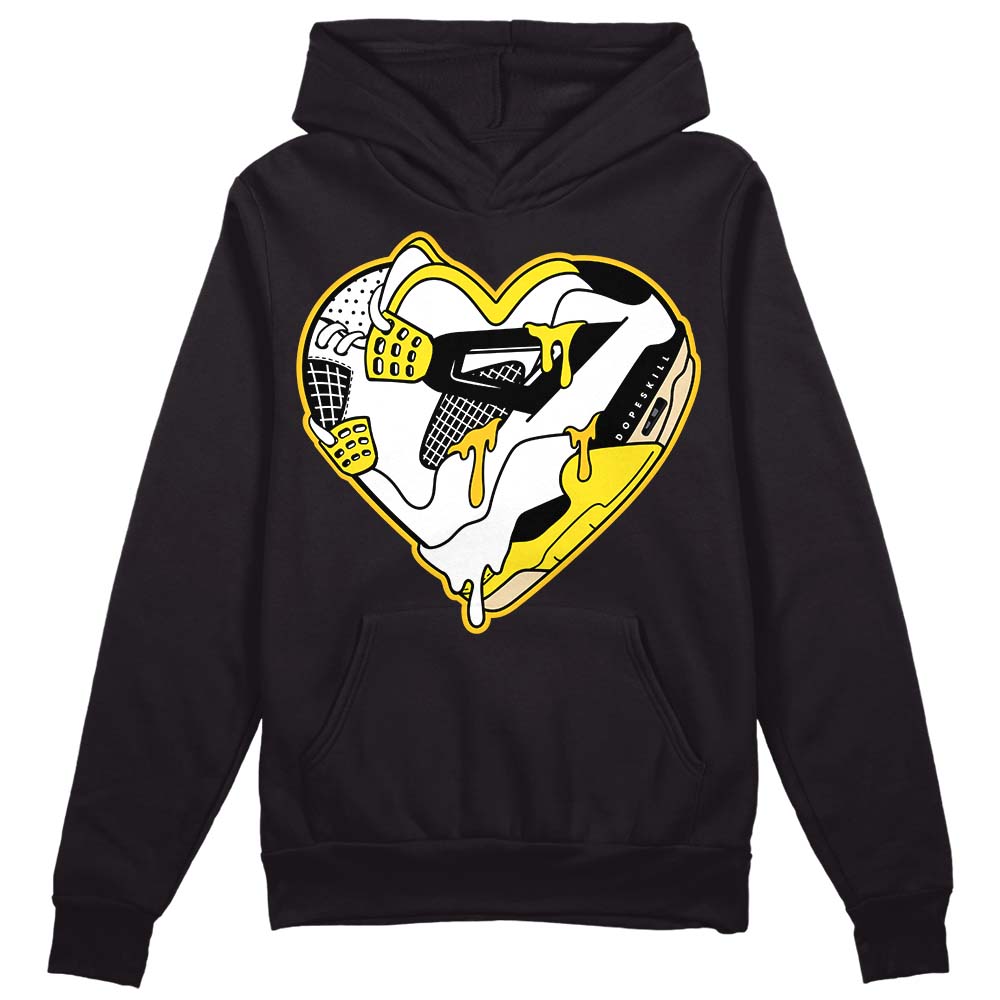 Jordan 4 Retro “Vivid Sulfur” DopeSkill Hoodie Sweatshirt Heart Jordan 4 Graphic Streetwear - Black 