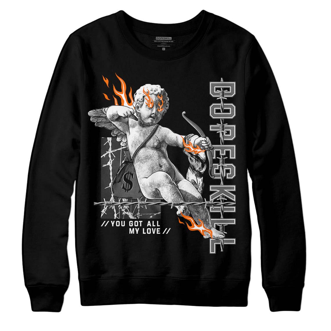 Jordan 3 Retro 'Fear Pack' DopeSkill Sweatshirt You Got All My Love Graphic Streetwear - Black