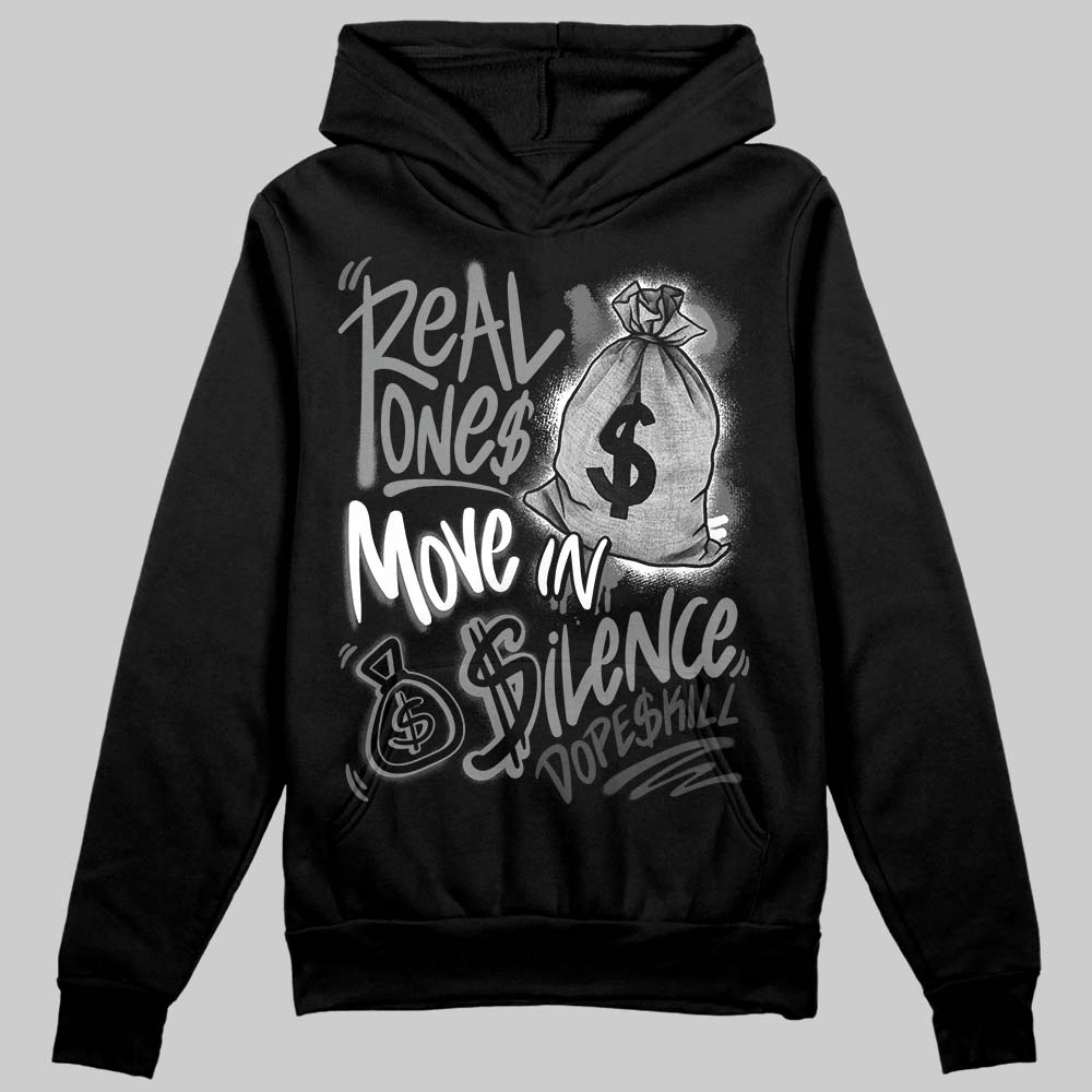 Jordan 4 “Black Cat” (2025) DopeSkill Hoodie Sweatshirt Real Ones Move In Silence Graphic Streetwear - Black