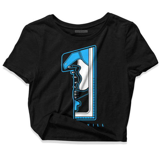 Jordan 1 High Retro OG “University Blue” DopeSkill Women's Crop Top No.1 Graphic Streetwear - Black