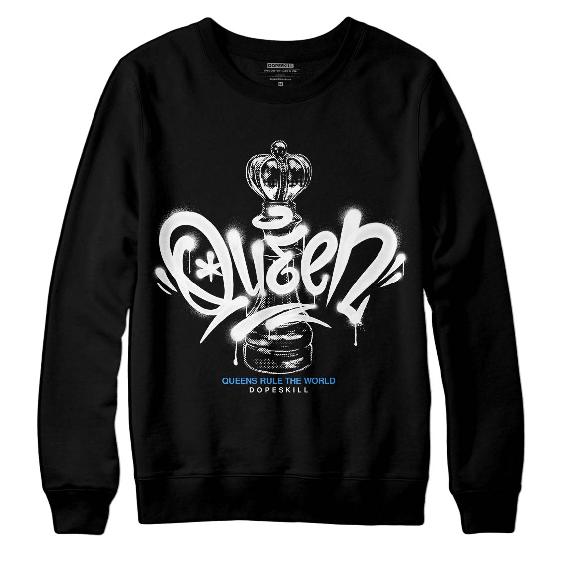 Jordan 3 "Midnight Navy" DopeSkill Sweatshirt Queen Chess Graphic Streetwear - Black 