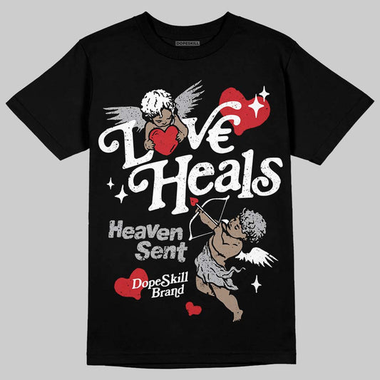 Jordan 4 OG “White Cement” DopeSkill T-Shirt New Love Heals Graphic Streetwear - Black