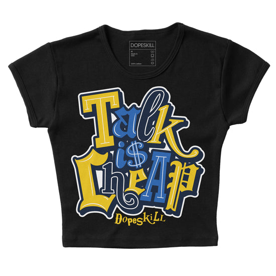 Dunk Low Vintage “Michigan” DopeSkill Women's Crop Top Talk Is Chip Graphic Streetwear - Black