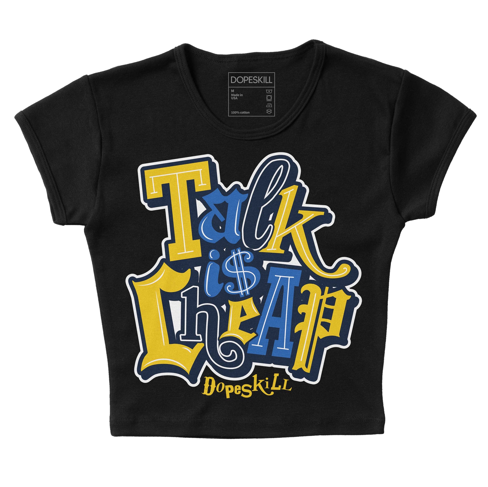 Dunk Low Vintage “Michigan” DopeSkill Women's Crop Top Talk Is Chip Graphic Streetwear - Black