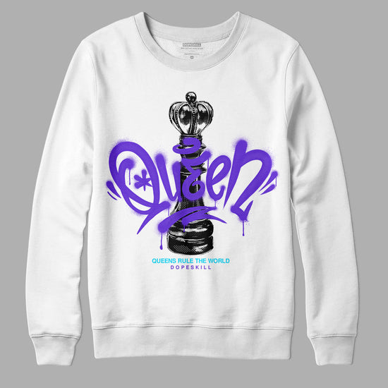 Jordan 6 “Aqua” DopeSkill Sweatshirt Queen Chess Graphic Streetwear - White