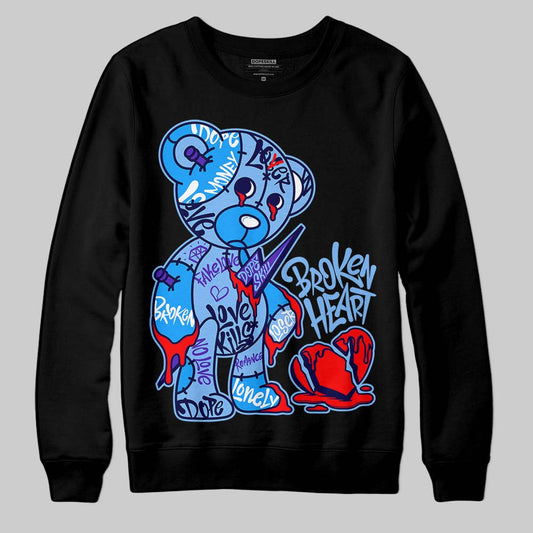 Jordan 6 University Blue DopeSkill Sweatshirt Broken Heart Graphic Streetwear - Black