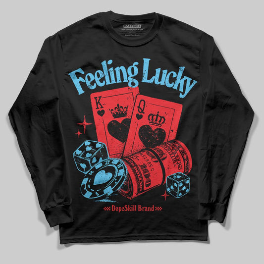 Red Sneakers DopeSkill Long Sleeve T-Shirt Feeling Lucky Graphic Streetwear - Black