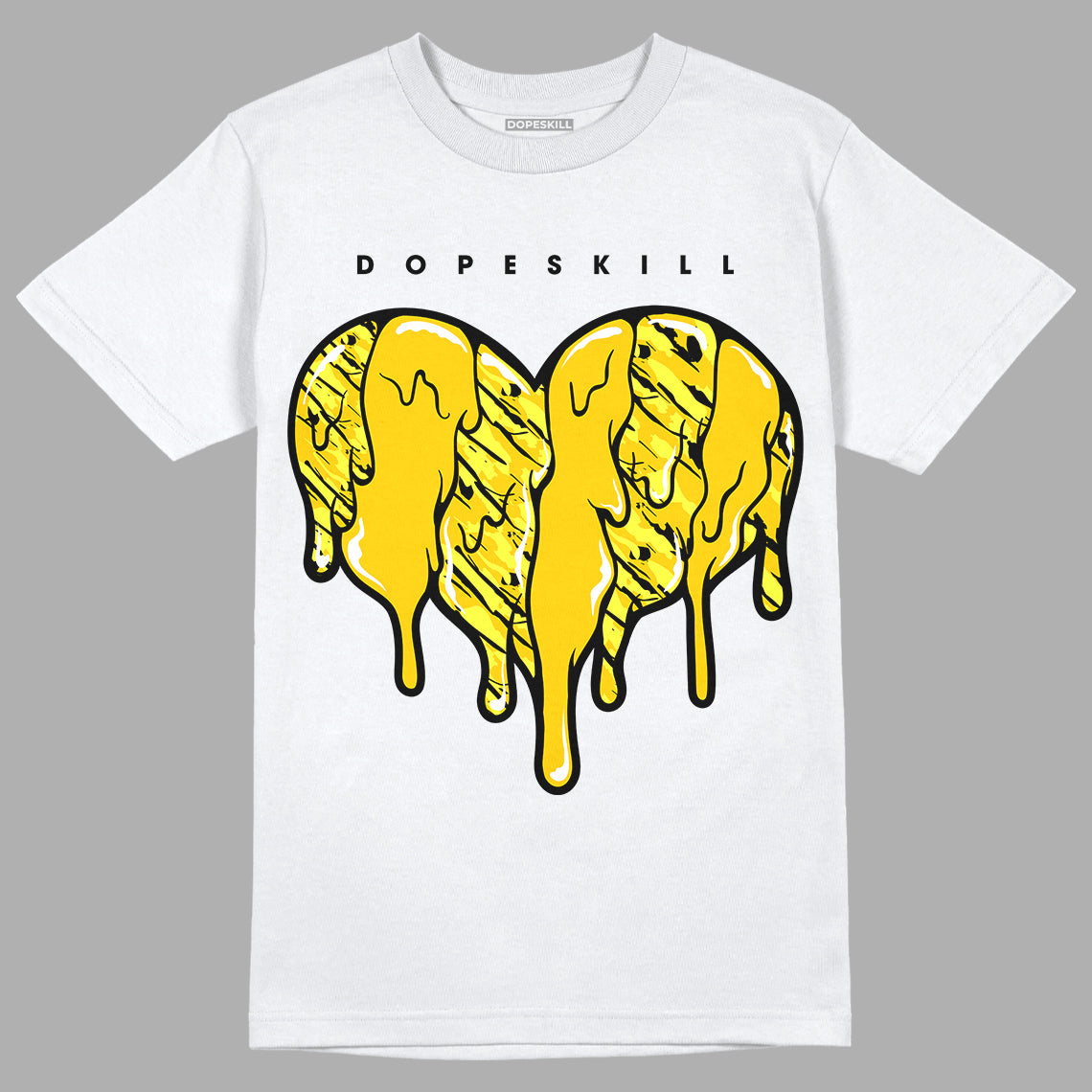 Jordan 8 Taxi Yellow Black DopeSkill T-Shirt Slime Drip Heart Graphic Streetwear - White 