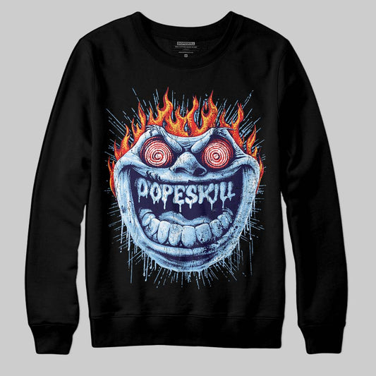 University Blue Sneakers DopeSkill Sweatshirt Hellfire Graphic Streetwear - Black