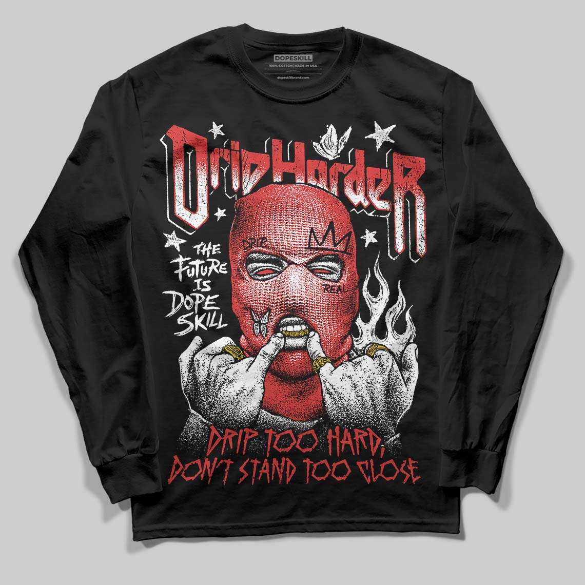 Jordan 6 “Reverse Infrared” DopeSkill Long Sleeve T-Shirt Drip Harder Graphic Streetwear - Black