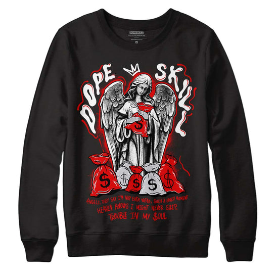 Jordan 4 Retro Red Cement DopeSkill Sweatshirt Angels Graphic Streetwear - Black