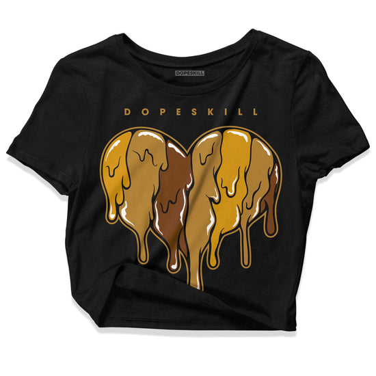 Jordan 13 Wheat 2023 DopeSkill Women's Crop Top Slime Drip Heart Graphic Streetwear - Black