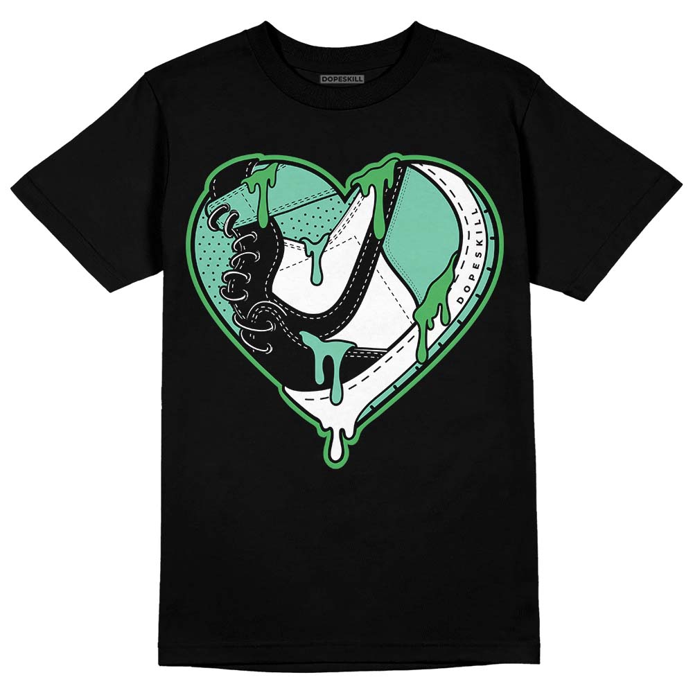 Jordan 1 High OG Green Glow DopeSkill T-Shirt Heart Jordan 1 Graphic Streetwear - Black