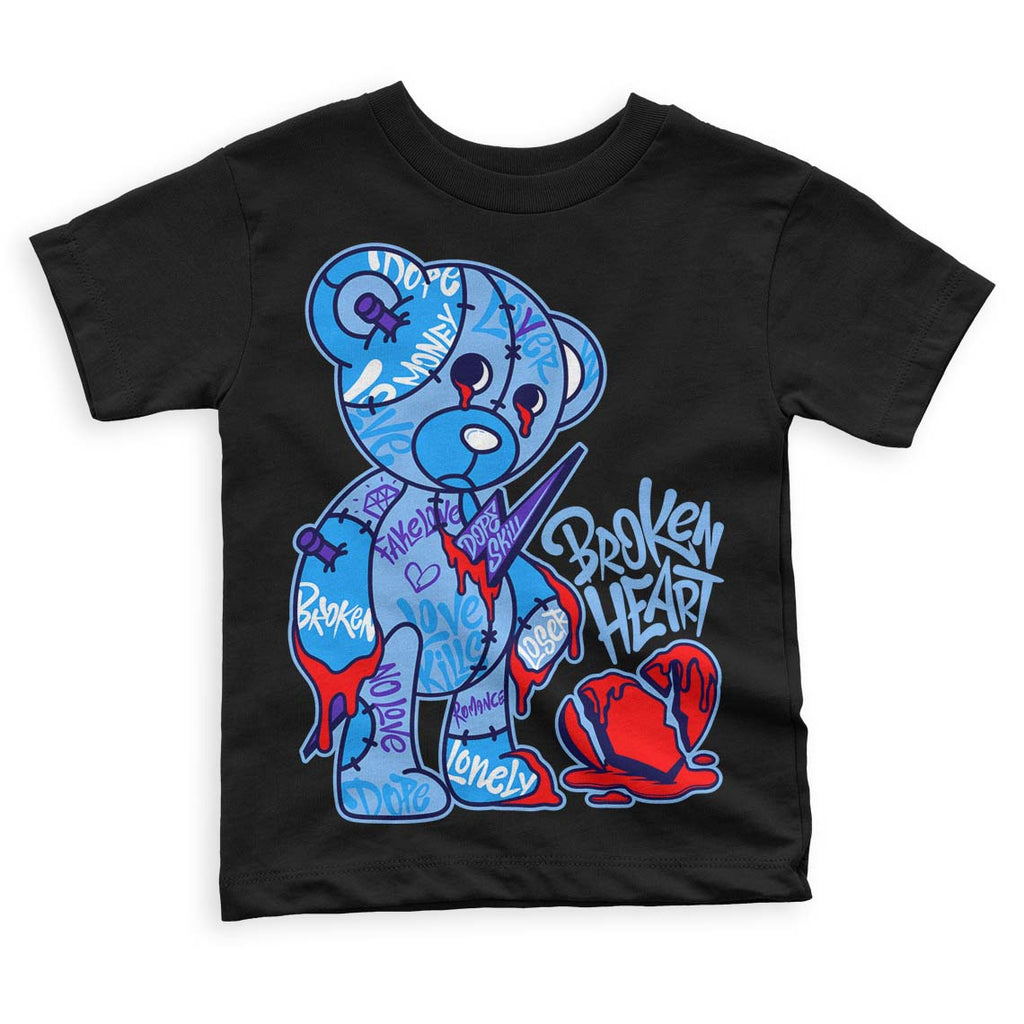 Jordan 6 University Blue DopeSkill Toddler Kids T-shirt Broken Heart Graphic Streetwear  - Black 